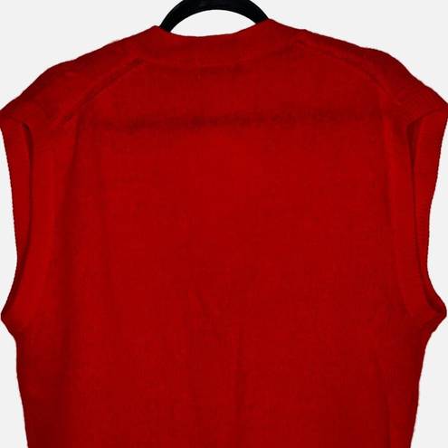 Brooks Brothers  Womens 100% Wool V-Neck Button Up Cable Knit Sweater Vest Red L