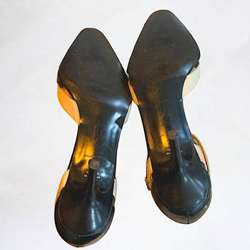 Loft Ann Taylor  T-Strap Pointed Toe black and beige Heels Size 7