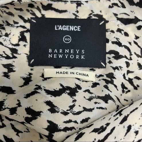 L'Agence  Blouse Extra Small Cream Black Print Silk Sleeveless Capsule Mob Wife