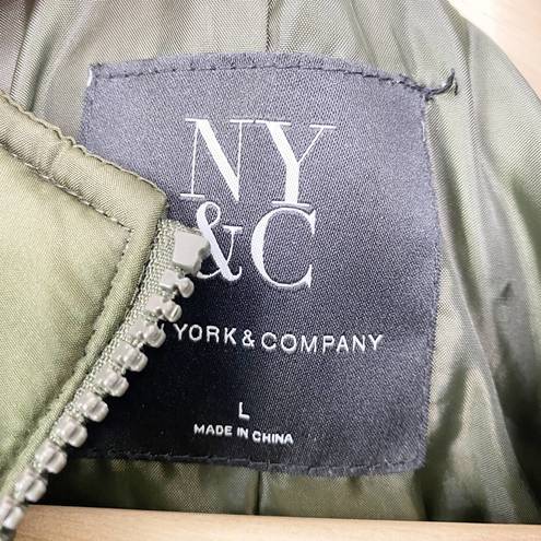 New York & Co. Green Full Zip Long Sleeve Puffer Jacket Women's Size Large L