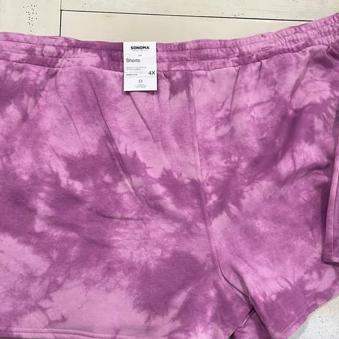 Sonoma Women’s Shorts 3X Fleece Lounge Relaxed Fit Lilac Tye Dye Workout Athletic Gym