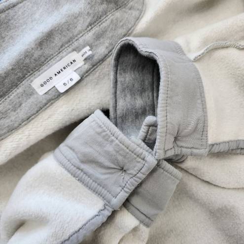 Good American  Fleece Cropped Shirt Jacket Shacket Grey Cotton Size 5/6 (2XL-3XL)
