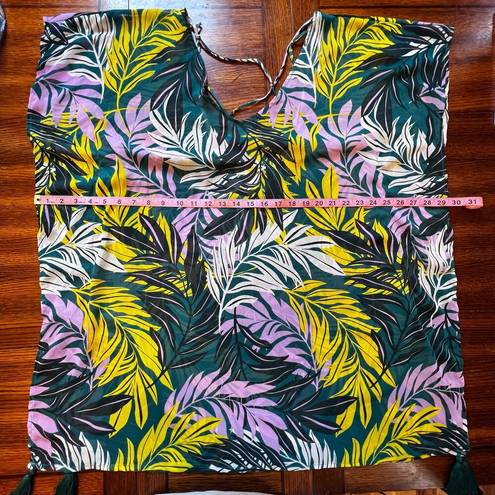 Beach Club Palisades  Womens Tropical Green Printed Pullover Swim Cover-Up Size L