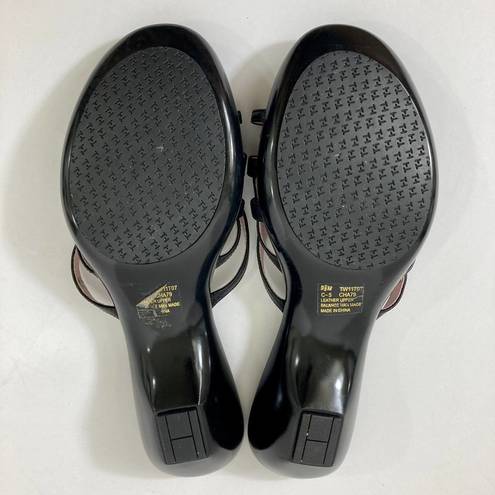 Tommy Hilfiger  leather slide sandals women's 9.5 black straps low platform heel