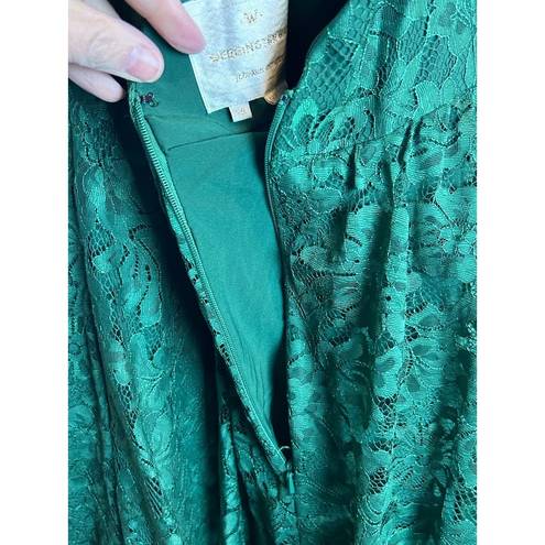 Weddington Way  Emerald Lace A-Line Ruffle Dress Halter Prom Winter Size 16