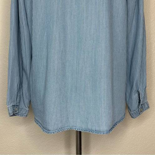 Chico's Chico’s 100% Lyocell Blue Striped Button Down Shirt