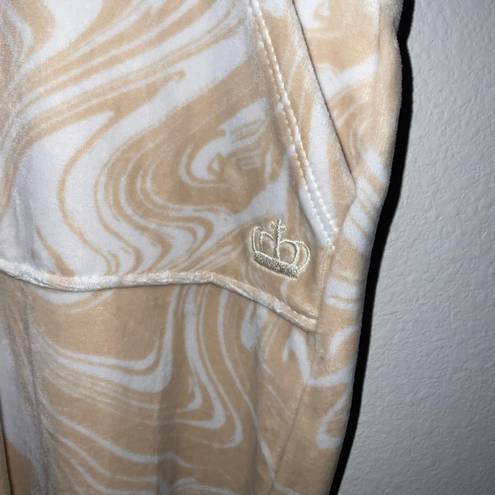 Juicy Couture White Tan Swirl Sweatpants Size large Micro Sherpa Lined Warm