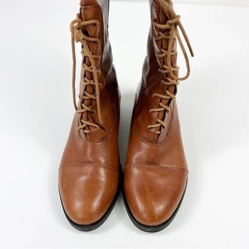 Joie  Tan Tall Lace Up Riding Boots Leather Size 36