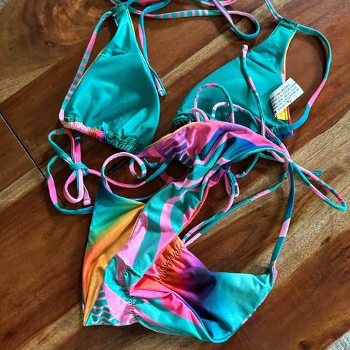 Agua Bendita  Vini Lake Top Portolla Bottom Tie Dye Bikini Swimsuit Size Medium