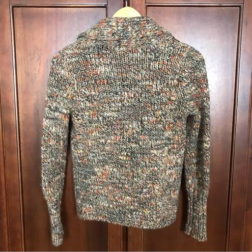 Talbots  Wool Alpaca Blend Chunky Open Long Sleeve Brown Fall Color Cardigan S