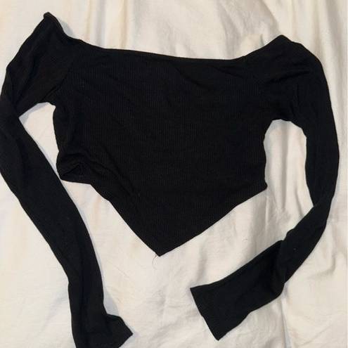 Blue Blush black long sleeve crop top