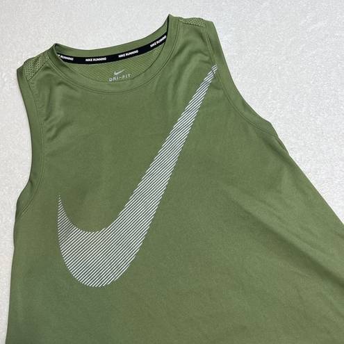 Nike Running Dri-Fit Green Swoosh Emblem Athletic Tank Top