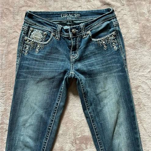 GRACE IN LA  Skinny Jeans Womens Denim Dark Wash Low Size 26