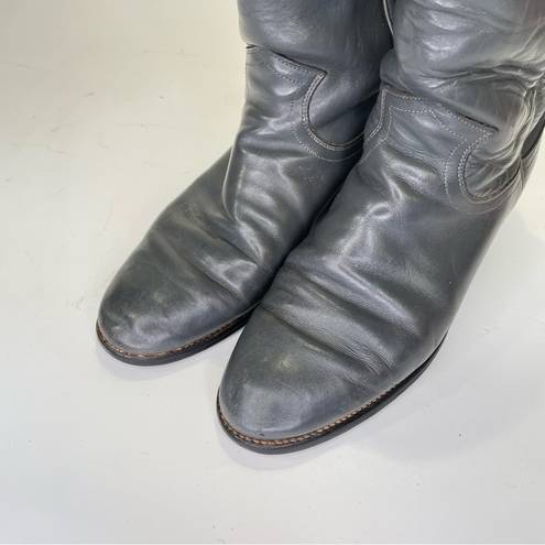 Justin Boots Justin Cowboy Boots Gray Vintage Roper Size 6 Western Round Toe 90s Rodeo Boot