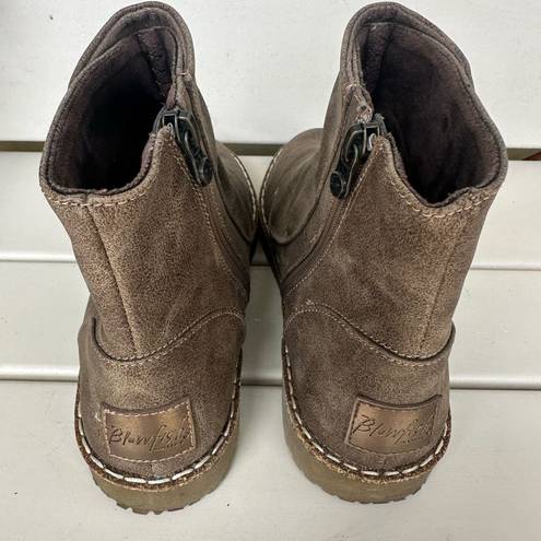 blowfish  Malibu Cozy Up Vegan Zip Up Velour Lined Grunge Ankle Booties Boots 8.5