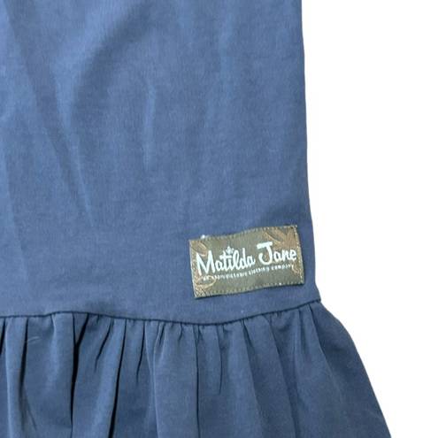 Matilda Jane Big Ruffle Pants Size Large Blue Cropped Pull On Cotton Blend NEW