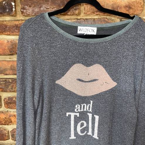 Wildfox  Gray Kiss and Tell Graphic Knit Top Women's Size Small