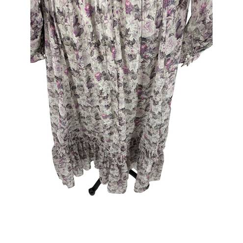 Krass&co Ivy City  Long Sleeve Gray Purple Floral Maxi Dress Size Small