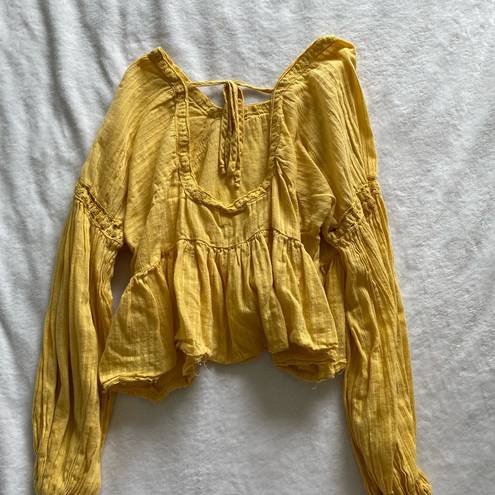 Bohme  Yellow Cropped Peplum Blouse