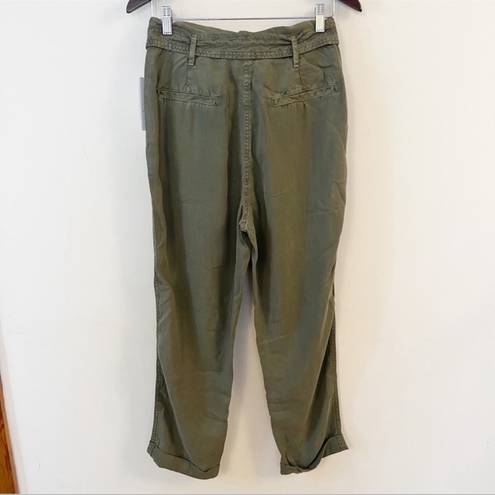 Treasure & Bond  Nordstrom Paperbag Chino Cropped Pants Size 8 Olive Green NEW