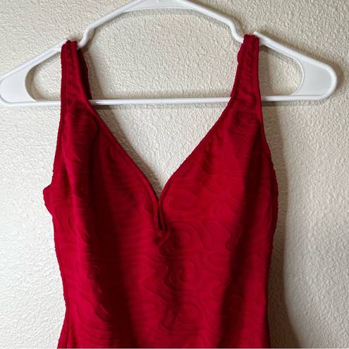 La Blanca Vintage |  red one piece textured swimsuit 6