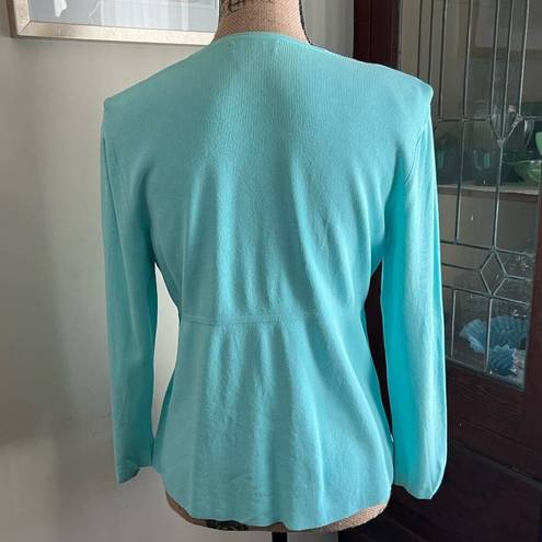 Krass&co Vintage NY& Cardigan Turquoise One Button Long Sleeves Women 90s/Y2K