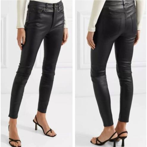 Equipment  Womens 100% Lamb Leather Skinny Pants Size 25 Black Moto Chic Edgy