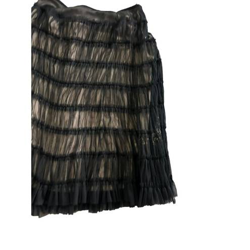 Apostrophe  Black Nude Tulle Tiered A Line Midi Skirt Size 12