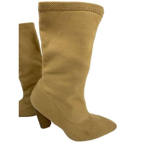 Qupid Quipid  mesh camel brown heeled boots size 8.5 womens