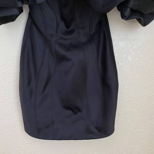 House Of CB  'Selena' Black Satin Puff Shoulder Dress off shoulder /Size XS NWOT