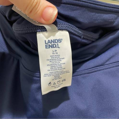 Lands'End  Chlorine Resistant High Waisted Modest Swim Leggings Blue Size Large