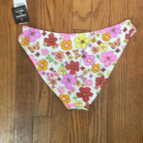 California Waves  Floral Print Hipster Bikini Bottoms M NWT