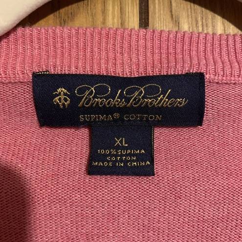 Brooks Brothers  Womens Size XL Pink Supima Cotton V-Neck Pullover Sweater