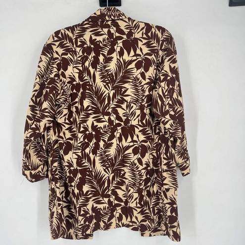 Mango NWT MNG  Women’s Tropical Linen Oversized Blazer Coat Jacket Brown Size XS