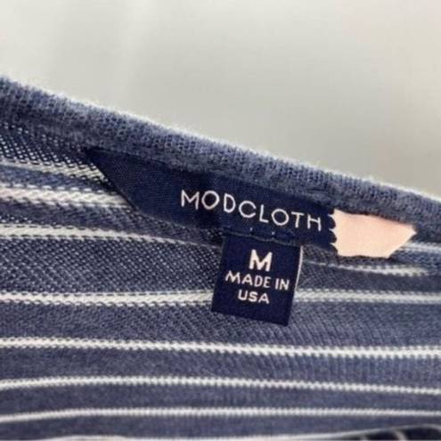 Modcloth  Peplum Top Blue White Striped Knit