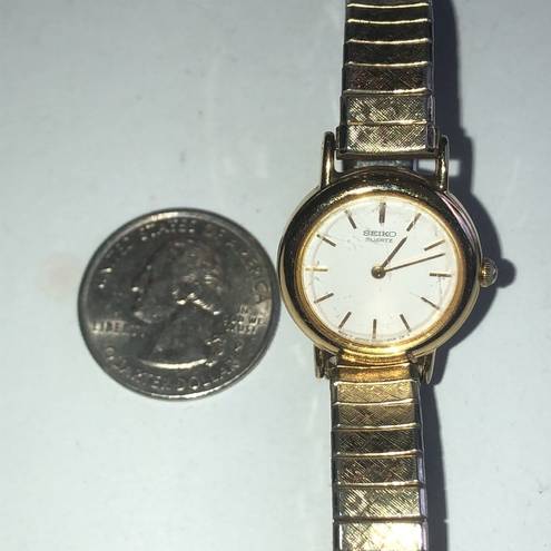 Seiko  Vintage Gold Tone Stretchy Speidel Band Retro Wristwatch Watch NEW BATTERY