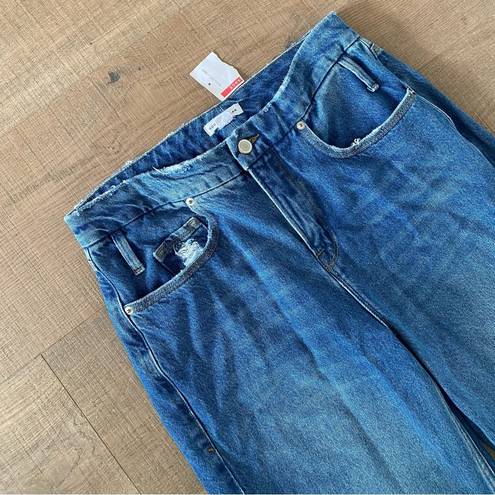 Good American  blue straight leg high waisted jeans