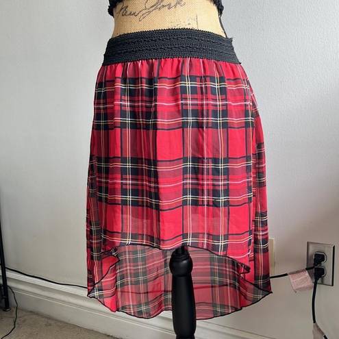 Boutique Plaid Hi-lo Skirt