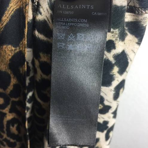 ALLSAINTS  Hera Leopard Print Satin Sleeveless Midi Slip Dress Medium