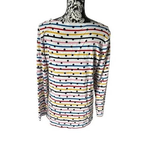 The Comfy Boden Stripes Ahead polka dot tshirt long sleeve size 14