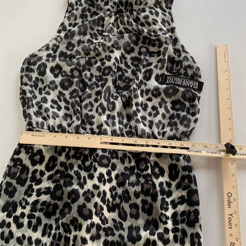 Krass&co New York  Dress Womens Medium Black Tan Animal Cheetah Sleeveless Mock Neck