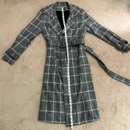 White House | Black Market  Plaid Trench Coat with Belt Waist Tab Cuffs Size S