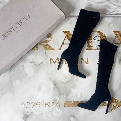 Jimmy Choo  Desiree Cashmere Suede Lace Up Boot