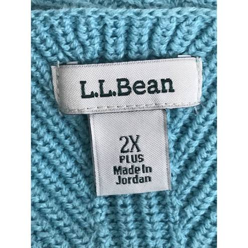 L.L.Bean  Women's 2X Long Sleeve Cotton Knit Pullover Sweater V-neck Cotton