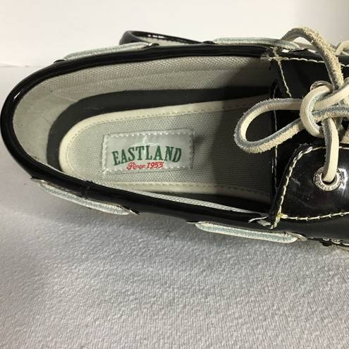 EastLand  Solid Black Womens Rosy Boat Shoes  Lace Up Leather Size 7M