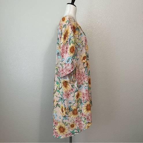 Maurice's  Floral Cinched Sleeves Open Front Kimono