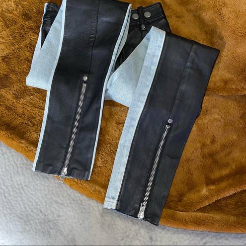 Alexander Wang  Snap-Detailed Leather and Denim Skinny Pants