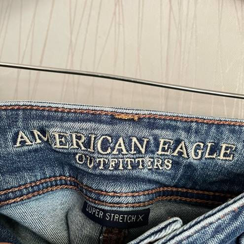 American Eagle Kick Boot Stretch Denim Jeans Distressed Knee Womens 14 Short