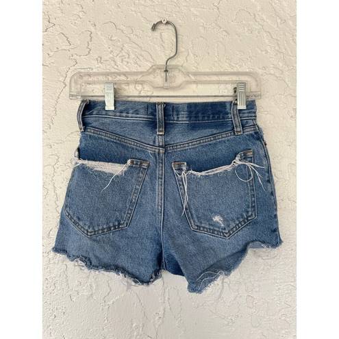 Abercrombie & Fitch Annie High Rise Distressed Shorts - Size 24 (00) Medium Wash