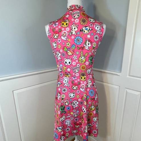 Tokidoki  Dolls Kill Mock Neck Sleeveless Pink Skater Dress Mini Medium